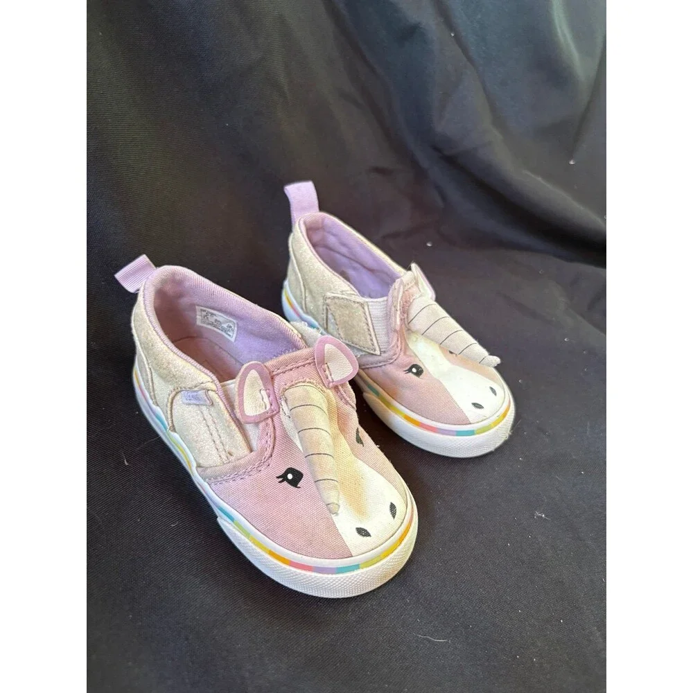 Vans girls size toddler 5 c sneaker shoes purple unicorns